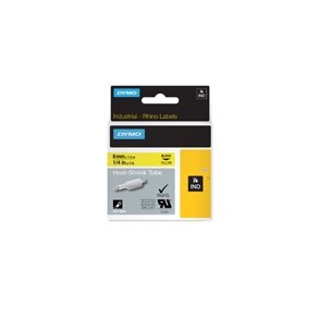 Dymo Rhino tape 6mmx1,5m heat shrink tube black/yellow