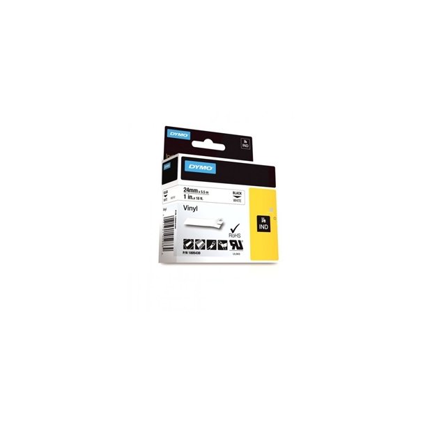 Dymo Rhino tape 24mmx5,5m coloured vinyl black/white