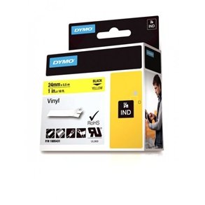 Dymo Rhino tape 24mmx5,5m coloured vinyl black/yellow