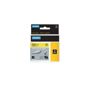 Dymo Rhino tape 12mmx1,5m heat shrink tube black/yellow