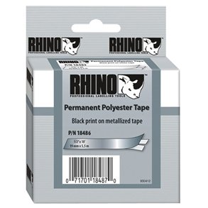 Dymo Rhino tape 12mmx5,5m permanent polyester black/metallic