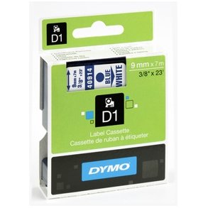 Dymo D1 tape 9mmx7m blue/white