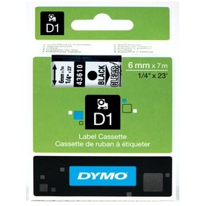 Dymo D1 tape 6mmx7m black/clear
