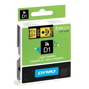 Dymo D1 tape 6mmx7m black/yellow