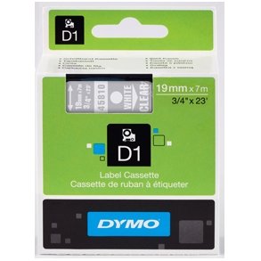 Dymo D1 tape 19mmx7m white/clear
