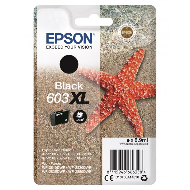 Epson 603XL Sort Blkpatron 8,9 ml.