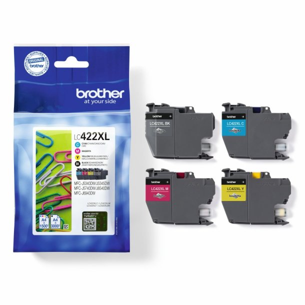 Brother LC422XL multipack/4 stk. BK, C, M, Y originale patroner