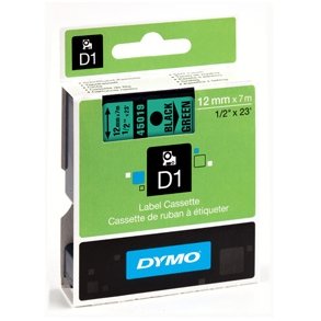 Dymo D1 tape 12mmx7m black/green S0720590 / 45019