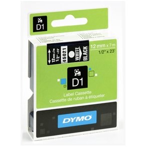Dymo D1 tape 12mmx7m white/black S0720610 / 45021