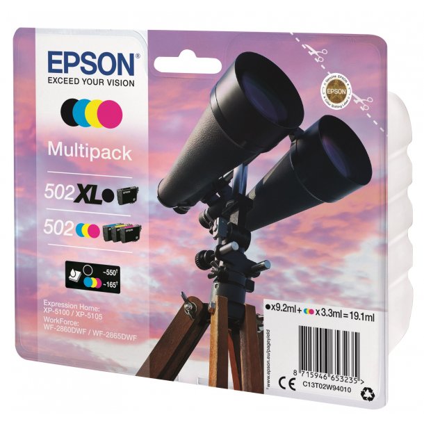 Epson 502XL BK / C / M / Y Multipack 19,1ml 