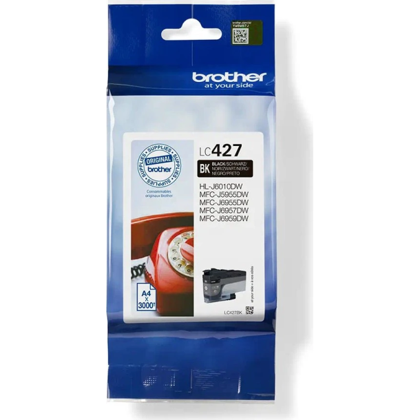Brother LC427BK Sort Bl�kpatron 3000 Sider