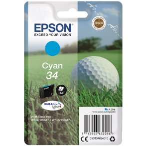 T34 Cyan Bl�kpatron 4,2 ml. 300 Sider